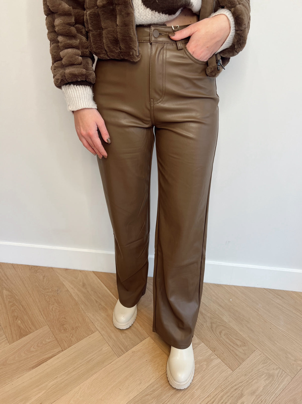 Brown leather pants